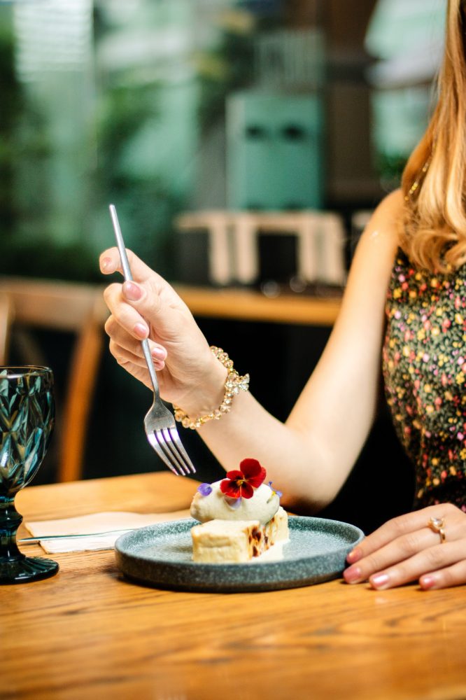Guest enjoying dessert