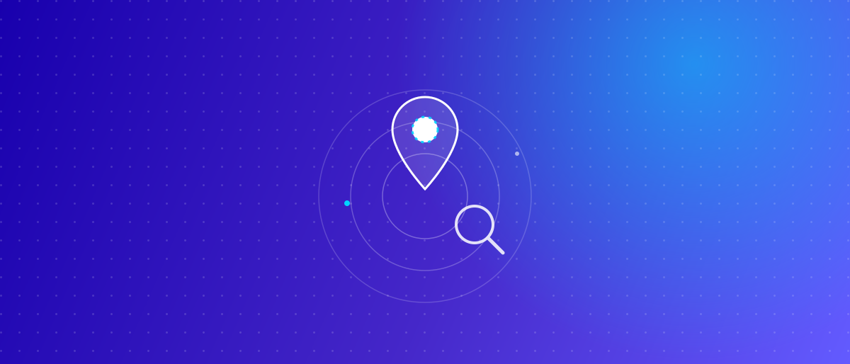 Map pin surrounded by search radar rings, representing a restaurant's local search visibility