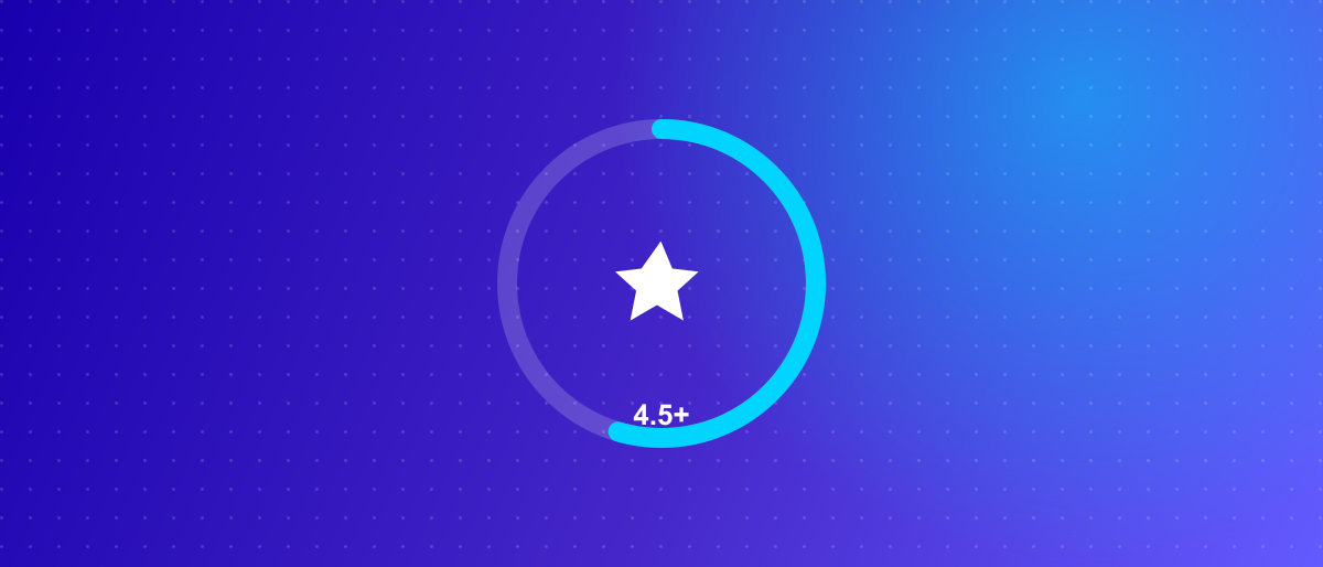 A circular progress gauge with a star at its center, representing a Google review score benchmark