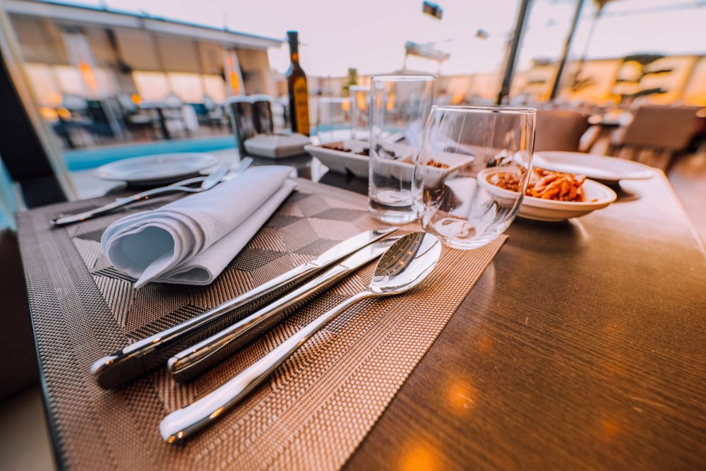 Table set at golden hour